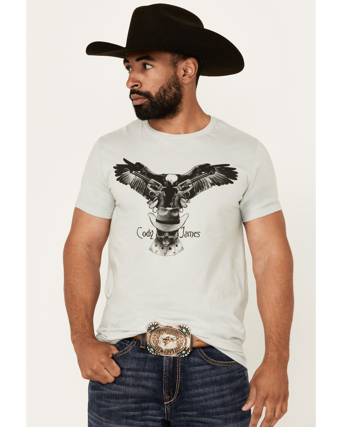 Image #1 - Cody James Men's Flight Short Sleeve Graphic T-Shirt, Silver, hi-res