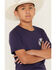 Image #3 - Sable Sky Boys' Eagle And Flag Short Sleeve Graphic T-Shirt, Navy, hi-res