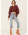 Miss Me Women's Brushed Knit Open Front Cardigan Sweater, Rust Copper, hi-res