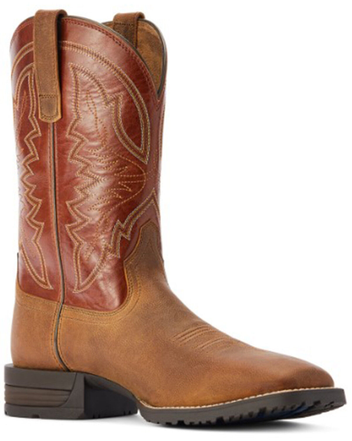 Image #1 - Ariat Men's Hybrid Ranchwork Shock Shield Western Performance Boots - Broad Square Toe, Brown, hi-res