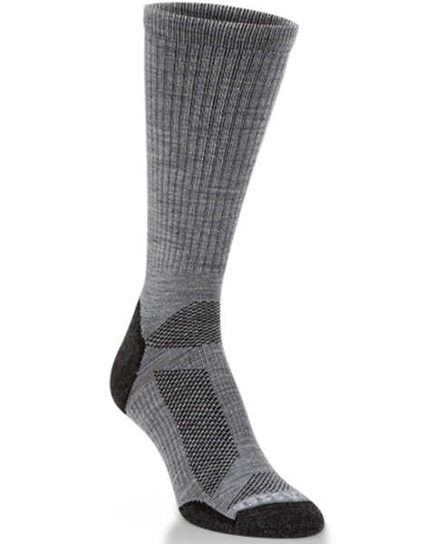 Crescent Sock Men's Merino Wool Lightweight Gray Crew Socks, Grey, hi-res