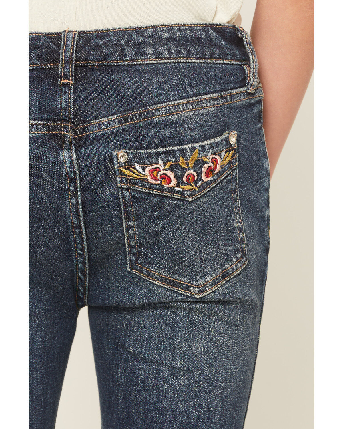Image #2 - Shyanne Girls' Scout Dark Wash Embroidered Bootcut Stretch Denim Jeans, Dark Wash, hi-res