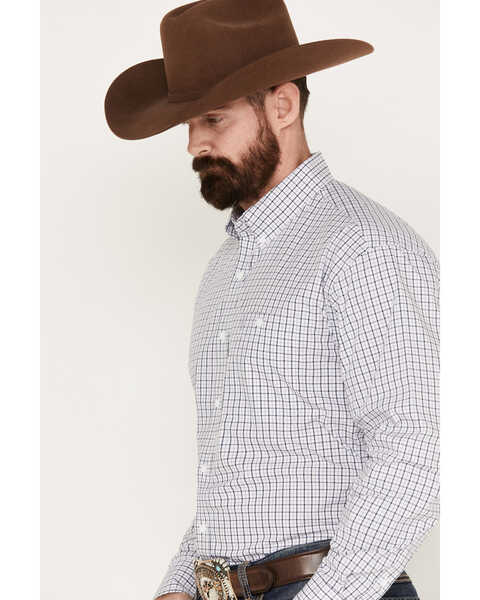 Image #2 - George Straight by Wrangler Men's Plaid Print Long Sleeve Button Down Western Shirt - Big & Tall, Light Purple, hi-res