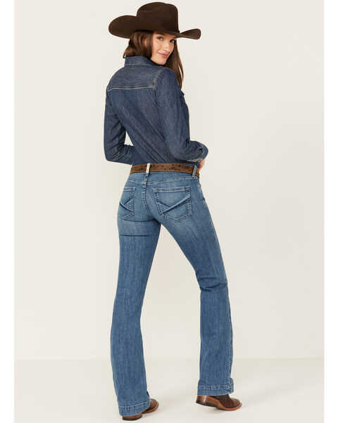 Image #4 - Ariat Women's Minnesota Medium Wash Mid Rise Leila Slim Stretch Trouser Jeans , Medium Wash, hi-res