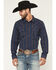 Image #1 - Moonshine Spirit&reg; Men's Riff Stripe Print Long Sleeve Snap Western Shirt, Navy, hi-res