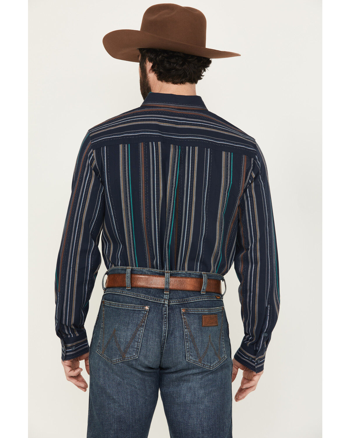 Image #4 - Cody James Men's Blake Striped Long Sleeve Button-Down Stretch Western Shirt, Navy, hi-res