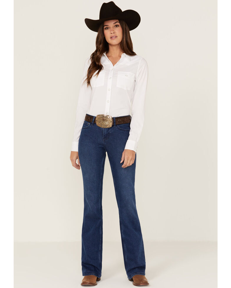 Rank 45 Women's Mid Rise Dark Bootcut Jeans, Dark Wash, hi-res
