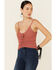 Mystree Women's Sweater-Knit Lace-Up Cami , Coral, hi-res