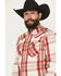 Image #2 - Kimes Ranch Men's Double R Plaid Print Long Sleeve Snap Western Shirt, Red, hi-res