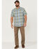Resistol Men's Hampton Plaid Print Short Sleeve Button Down Western Shirt , Light Green, hi-res