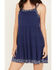 Image #3 - Yura Women's Paisley Border Sleeveless Tiered Mini Dress, Navy, hi-res