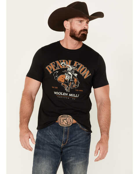 Image #1 - Pendleton Men's Boot Barn Exclusive Bucking Horse Short Sleeve Graphic T-Shirt, Black, hi-res