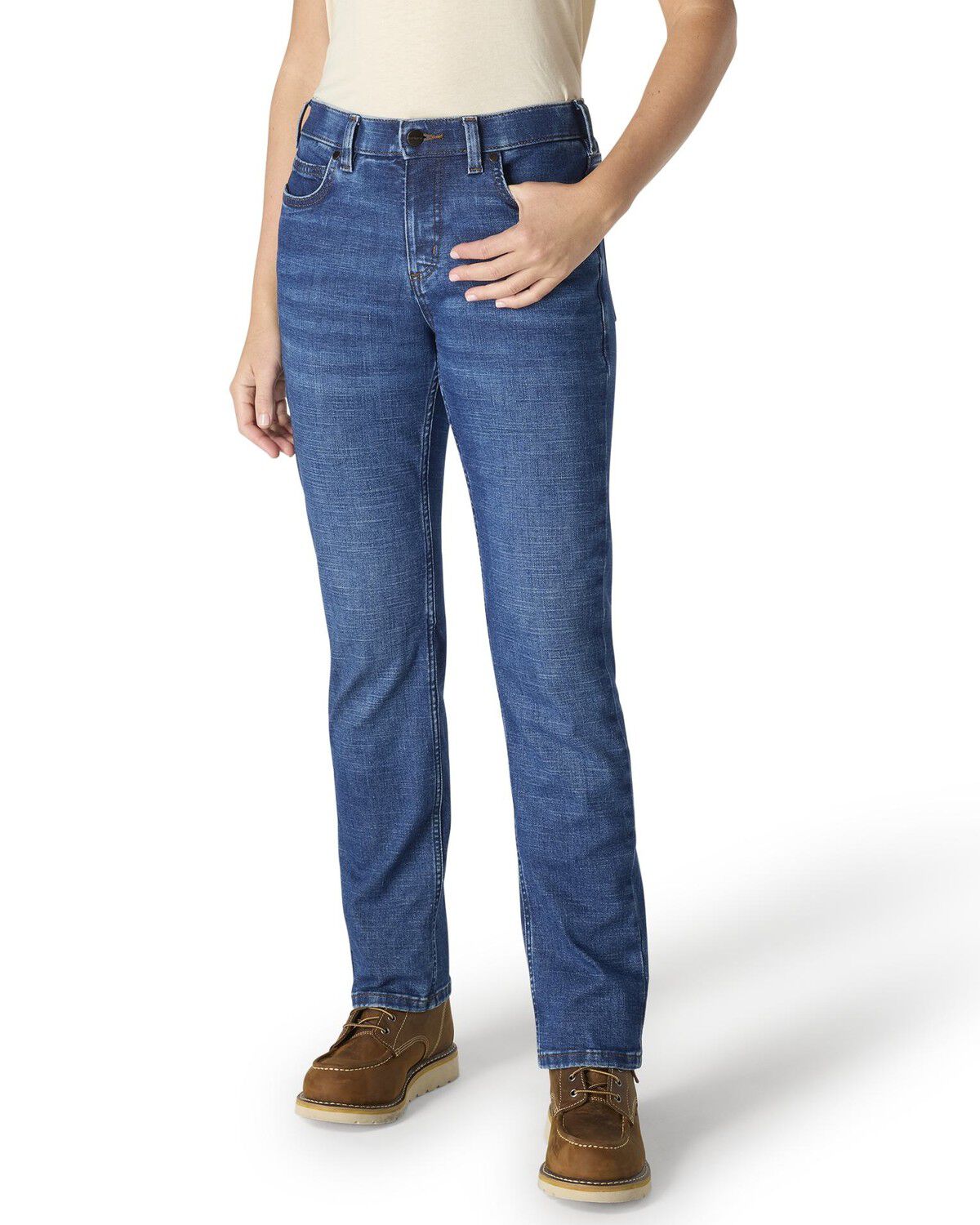 Image #3 - Carhartt Women's Essential Dark Wash Relaxed Fit Stretch Denim Jeans, Dark Wash, hi-res