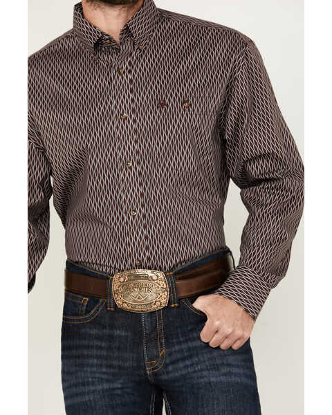 Image #3 - Wrangler Men's Classics Geo Print Long Sleeve Button-Down Western Shirt, Burgundy, hi-res