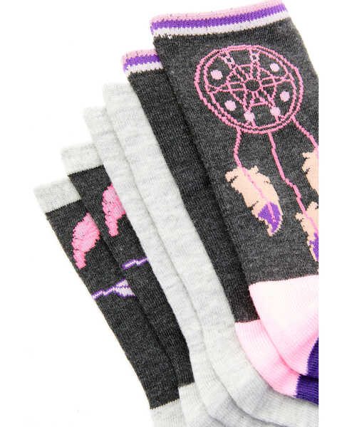 Image #4 - Leg Apparel Girls' 3-Pack Dreamcatcher Crew Socks, Heather Grey, hi-res