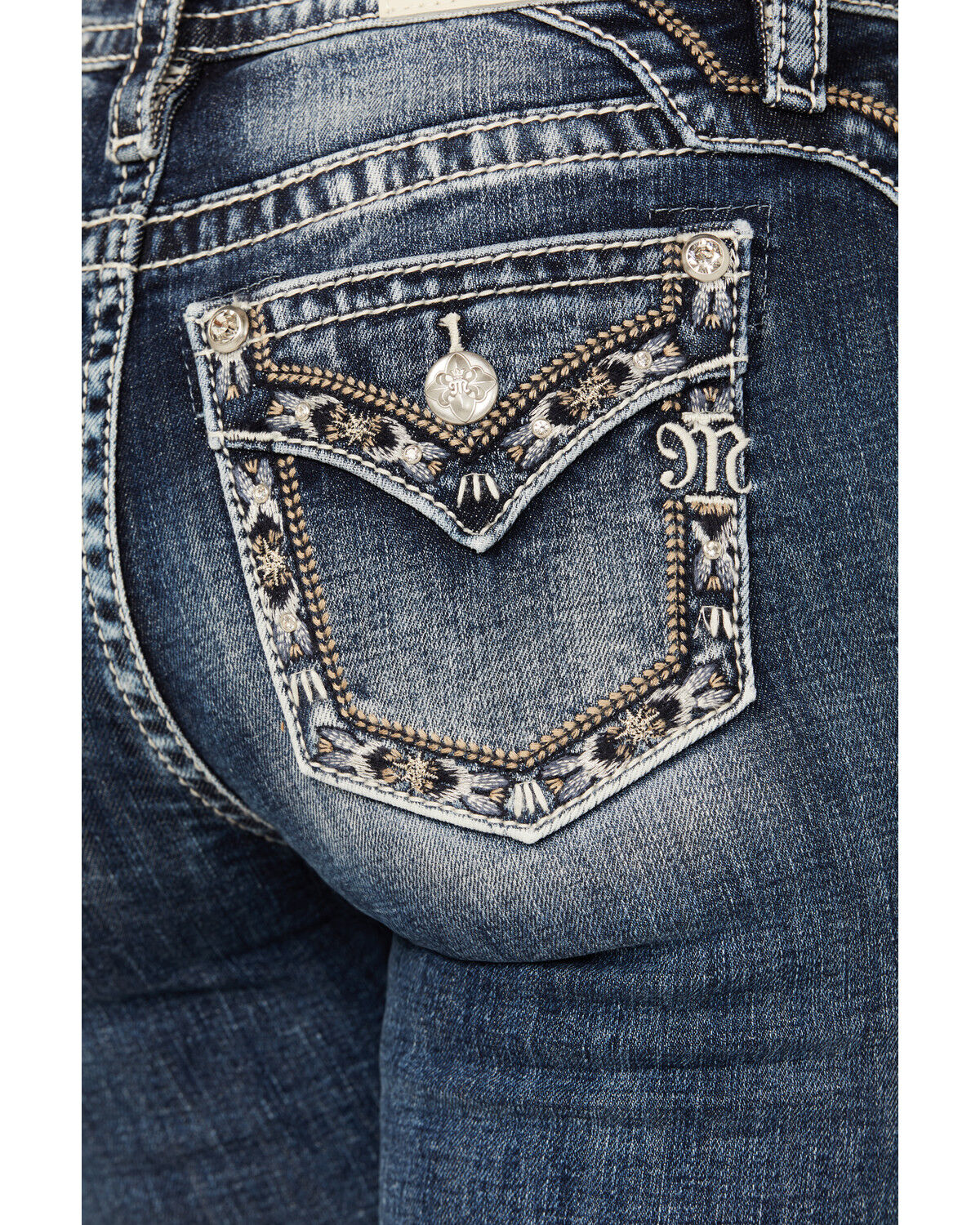 Image #2 - Miss Me Women's Dark Wash Mid Rise Skinny Stretch Denim Jeans, Dark Wash, hi-res