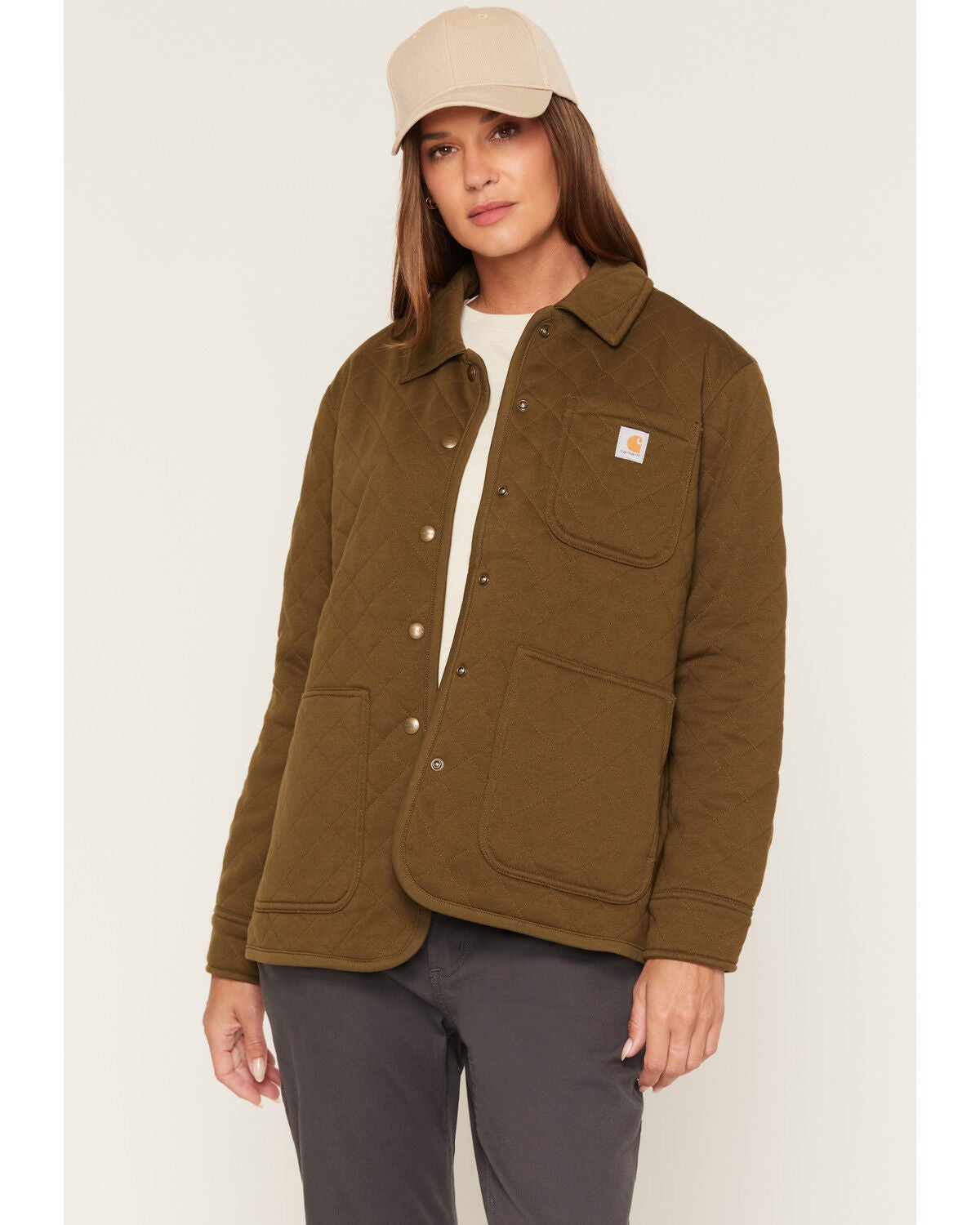 Image #1 - Carhartt Women's Paxton Quilted Shirt Jacket, Forest Green, hi-res
