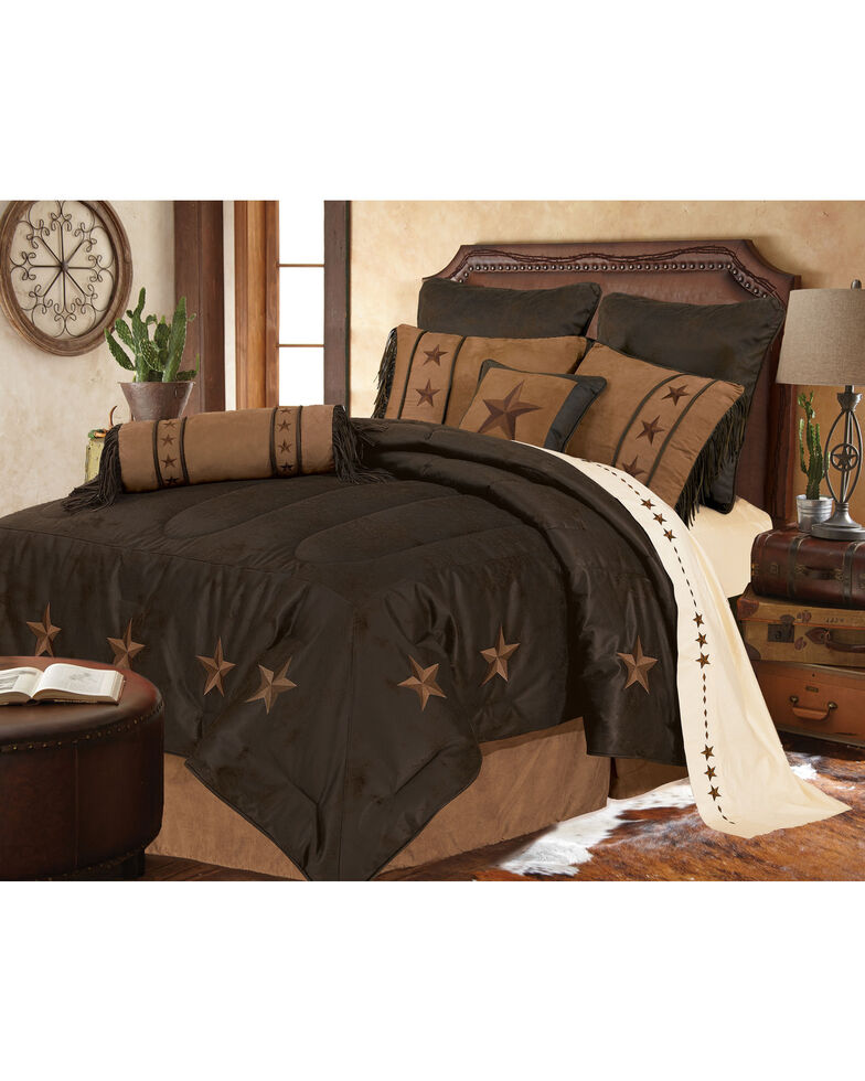HiEnd Accents Laredo Star Embroidery Bed In A Bag Set - Twin Size, Chocolate, hi-res
