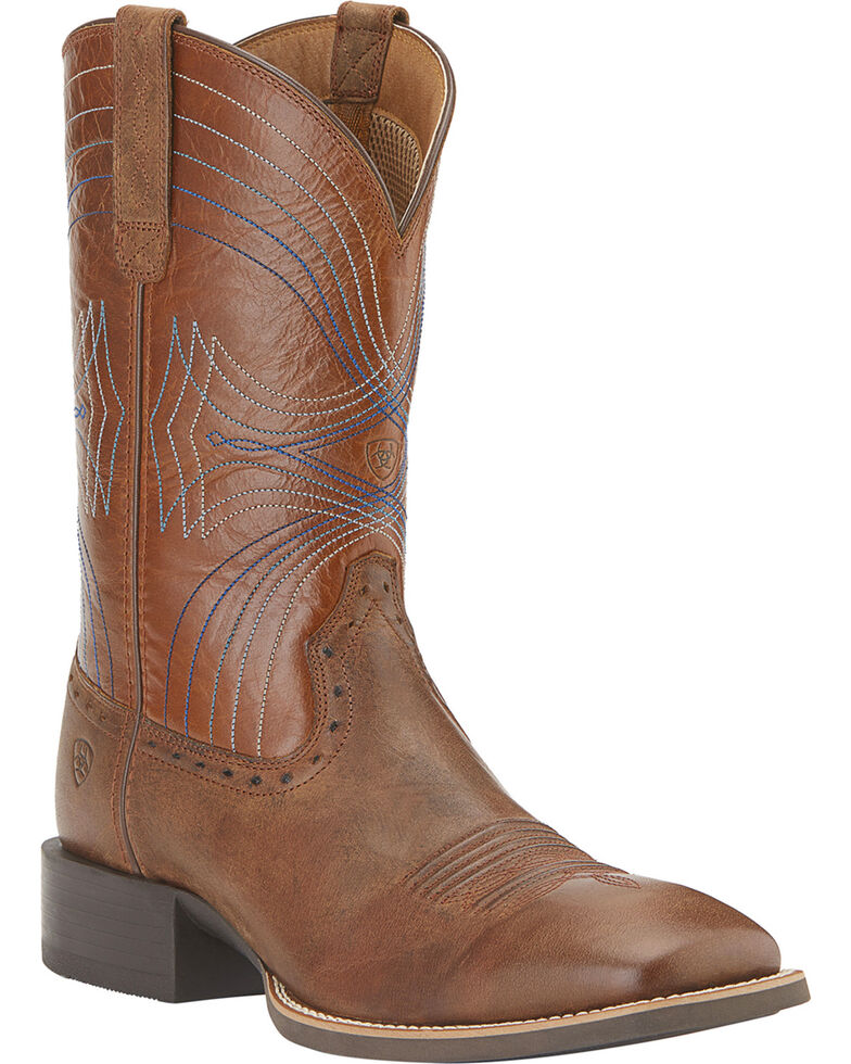 Ariat Sport Cowboy Boots - Wide Square Toe, Sandstorm Brown, hi-res