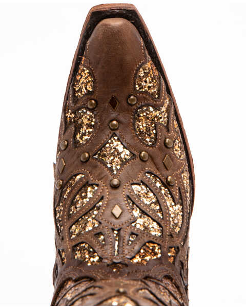Image #6 - Corral Women's Golden Luminary Roots Western Boots - Snip Toe, Lt Brown, hi-res