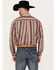 RANK 45® Men's Big Sky Southwestern Striped Print Long Sleeve Button-Down Stretch Western Shirt, Brown, hi-res