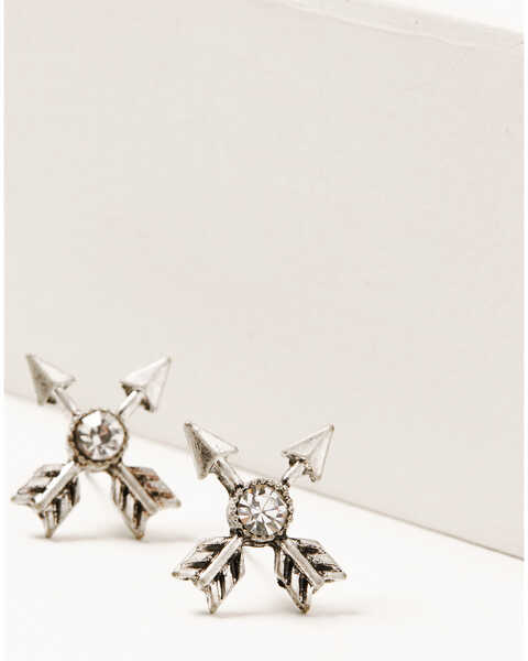 Image #2 - Shyanne Women's 3-piece Silver Concho & Arrow Hoop Earrings Set, Silver, hi-res