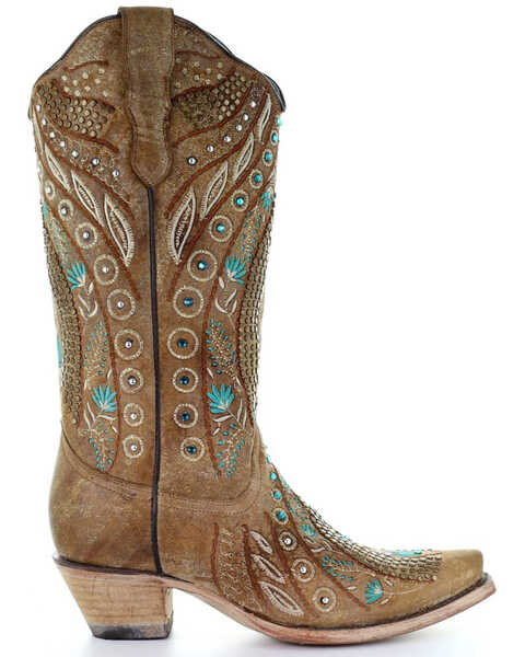 Image #2 - Corral Women's Golden Studs Embroidery Western Boots - Snip Toe, , hi-res