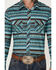 Rock & Roll Denim Men's Agua Southwestern Serape Print Long Sleeve Snap Western Shirt , Aqua, hi-res