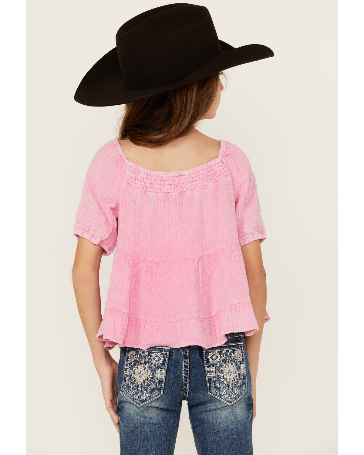 Image #4 - Hayden LA Girls' Puff Sleeve Top, Pink, hi-res