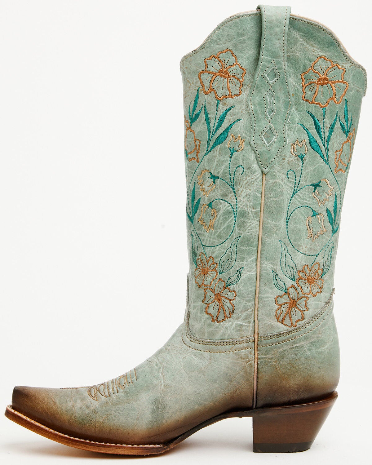 Image #3 - Corral Women's Floral Embroidered Tall Western Boots - Snit Toe, Mint, hi-res