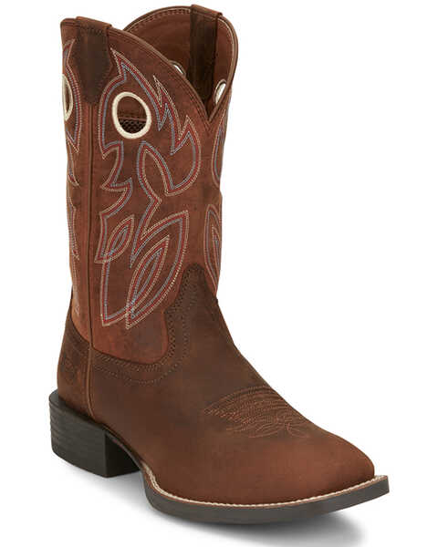 Image #1 - Justin Men's Bowline Western Boots - Broad Square Toe , Brown, hi-res