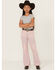 Image #1 - Sugar California Girls' Tinted Flare Stretch Denim Jeans, Purple, hi-res