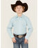 Image #1 - Rock & Roll Denim Boys' Dizzy Geo Print Long Sleeve Pearl Snap Western Shirt, Turquoise, hi-res