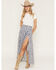Image #1 - Angie Women's Floral Print Tiered Slit Midi Skirt, Blue, hi-res