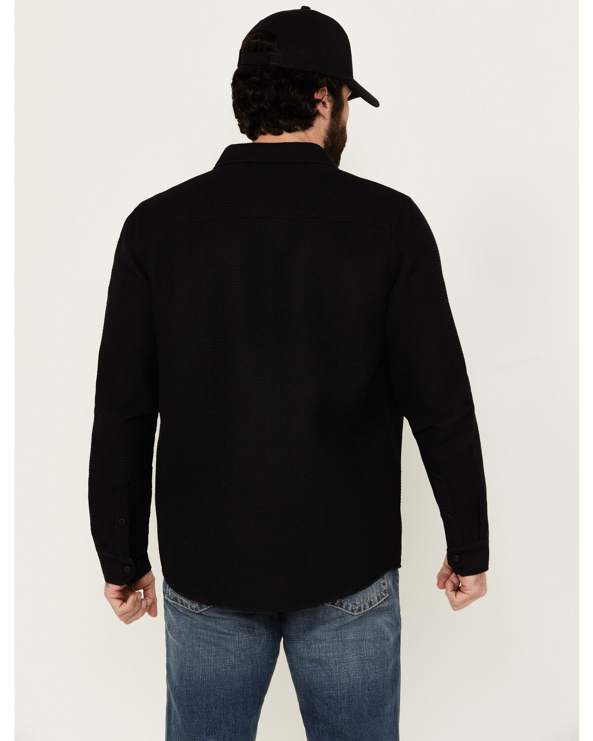 Image #4 - Brothers & Sons Men's Hamilton Solid Long Sleeve Button-Down Western Shirt Jacket, Black, hi-res