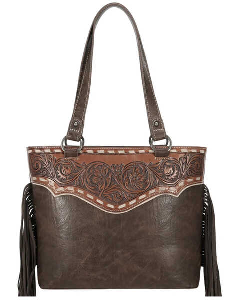 Montana West Women's Trinity Ranch Tooled Collection Conceal Carry Tote, Coffee, hi-res