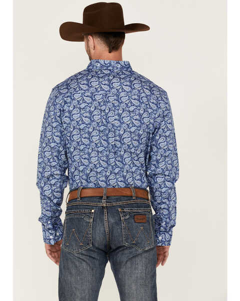 Image #4 - RANK 45® Men's Dally Paisley Print Long Sleeve Button-Down Western Shirt , Blue, hi-res