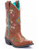 Shyanne Girls' Floral Embroidery Western Boots - Snip Toe, Brown, hi-res