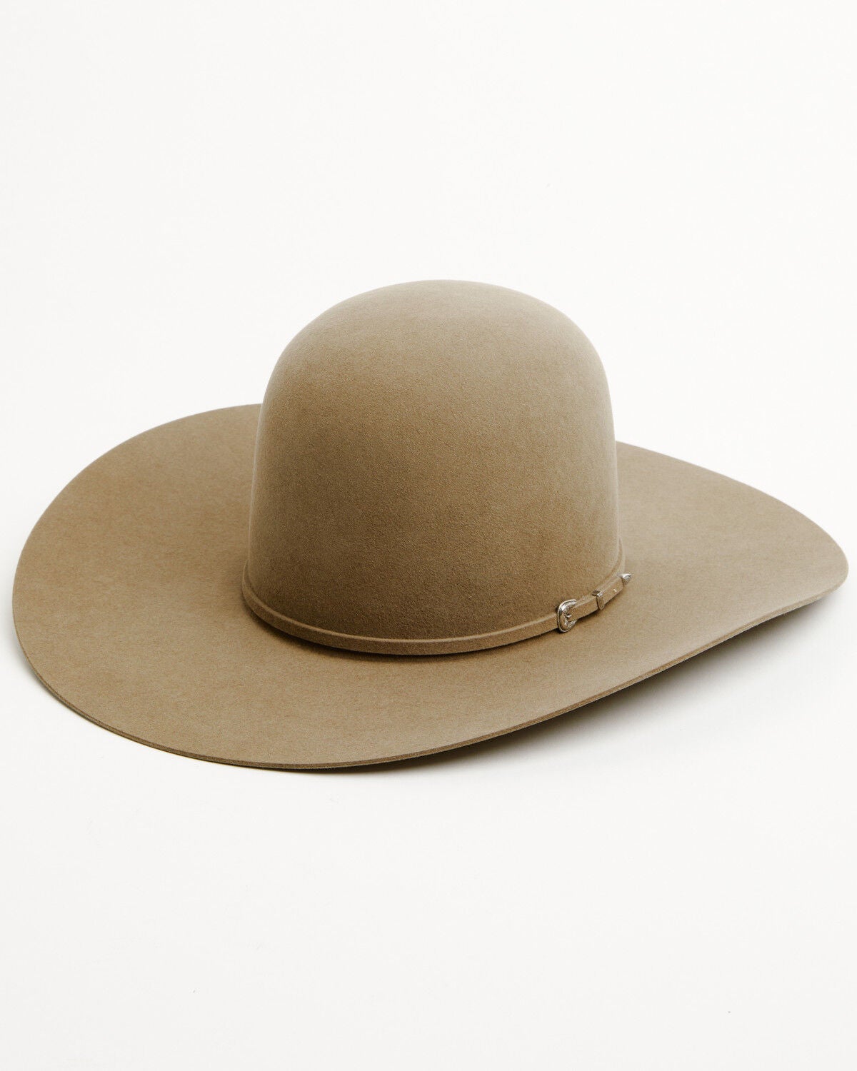 Image #1 - Rodeo King 7X Open Crown Match Band Felt Cowboy Hat, Pecan, hi-res