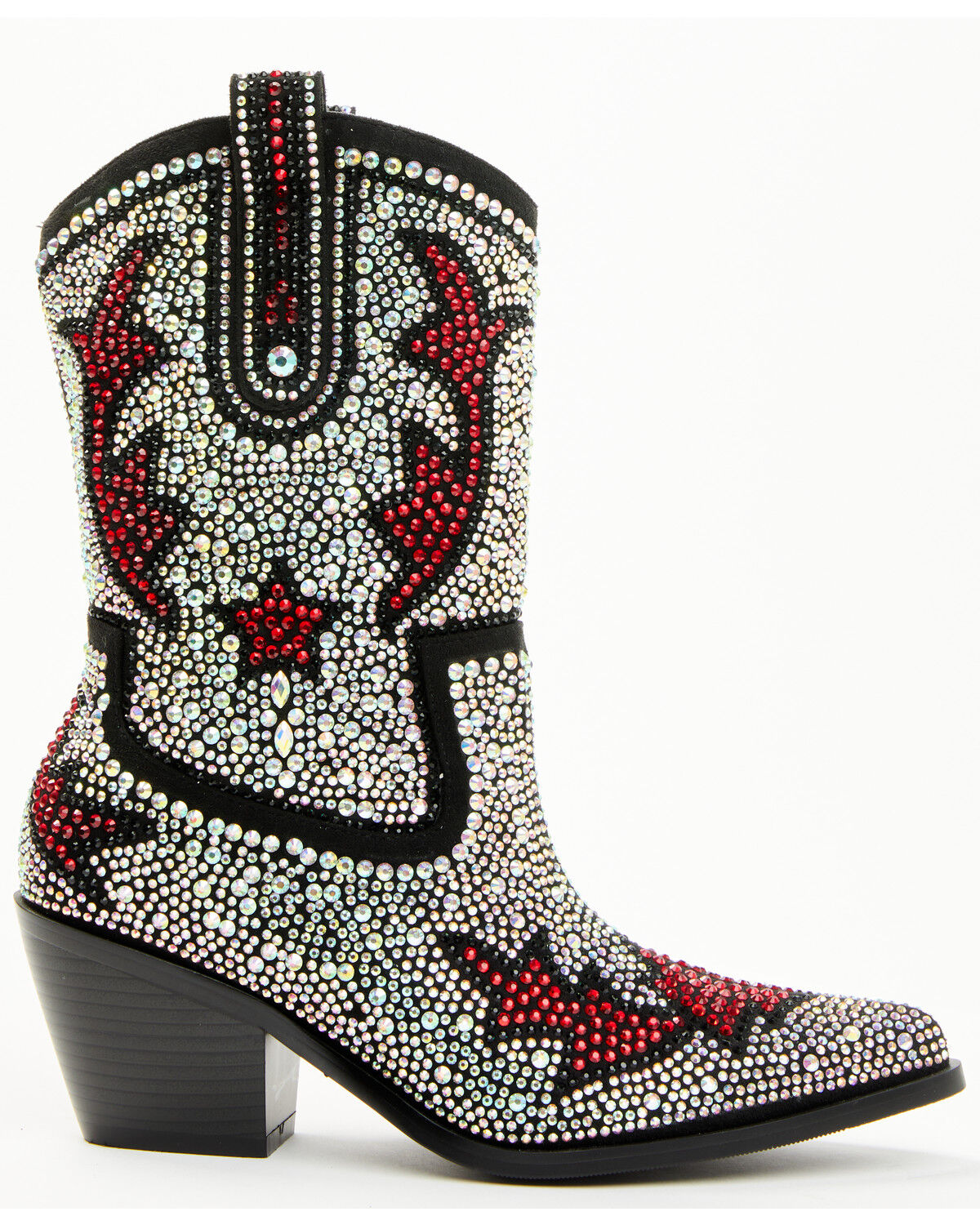 Image #2 - Azalea Wang Women's Kaitland Embellished Boots - Snip Toe, Black/red, hi-res
