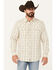 Image #1 - Moonshine Spirit Men's Rhythm Plaid Print Long Sleeve Snap Western Shirt, Ivory, hi-res
