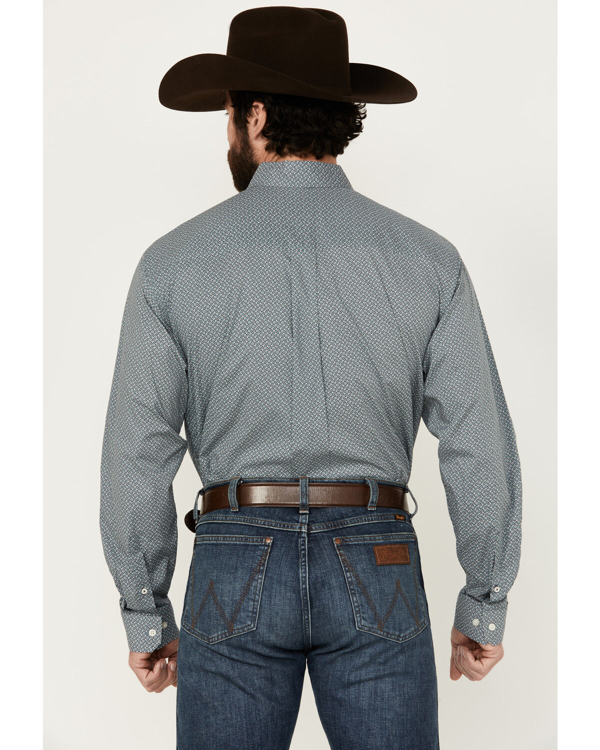Image #4 - Cinch Men's Geo Print Long Sleeve Button-Down Stretch Western Shirt, Teal, hi-res