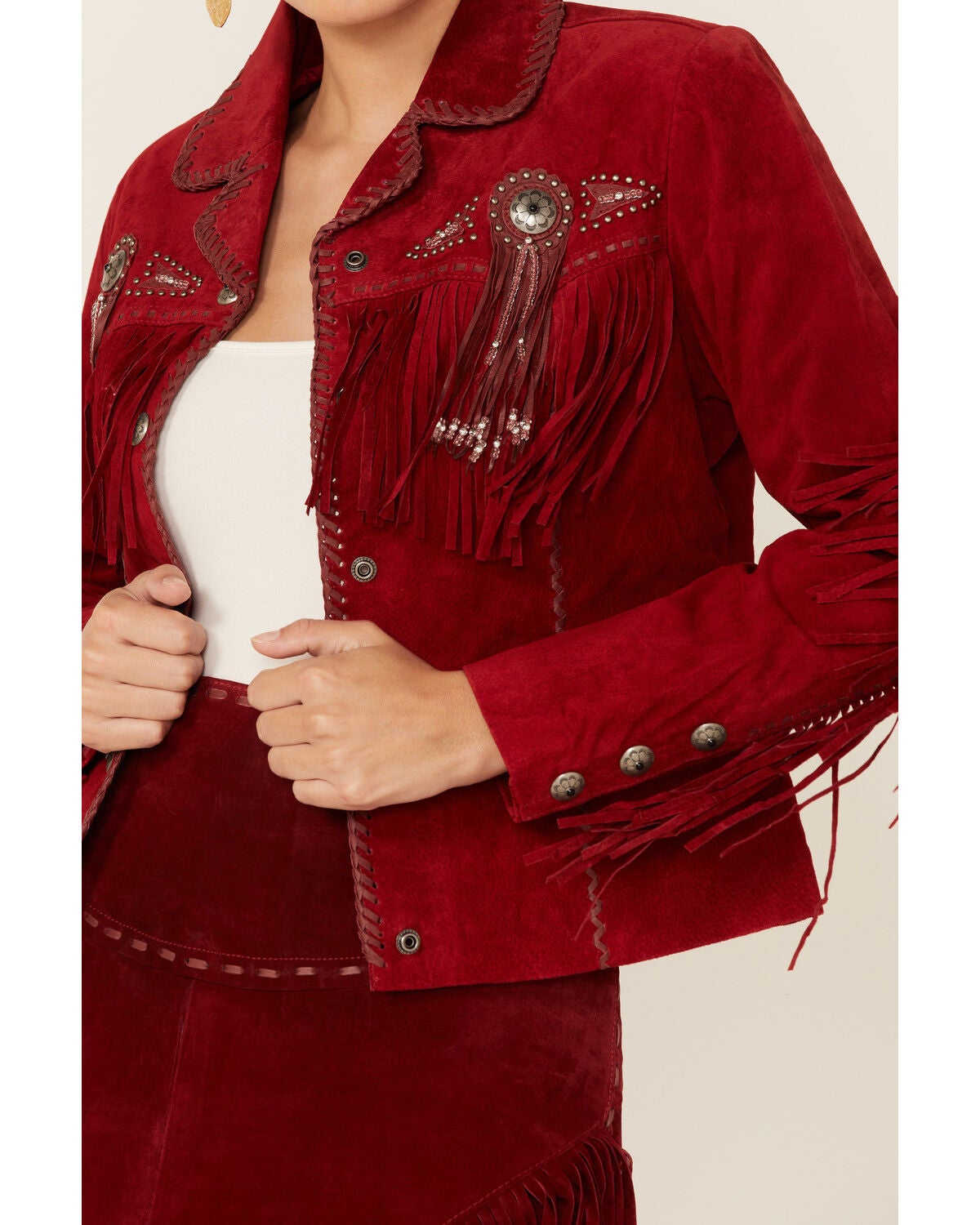 red fringe leather jacket