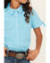 Image #3 - Shyanne Girls' Shadow Dobby Print Short Sleeve Snap Western Shirt, Light Blue, hi-res
