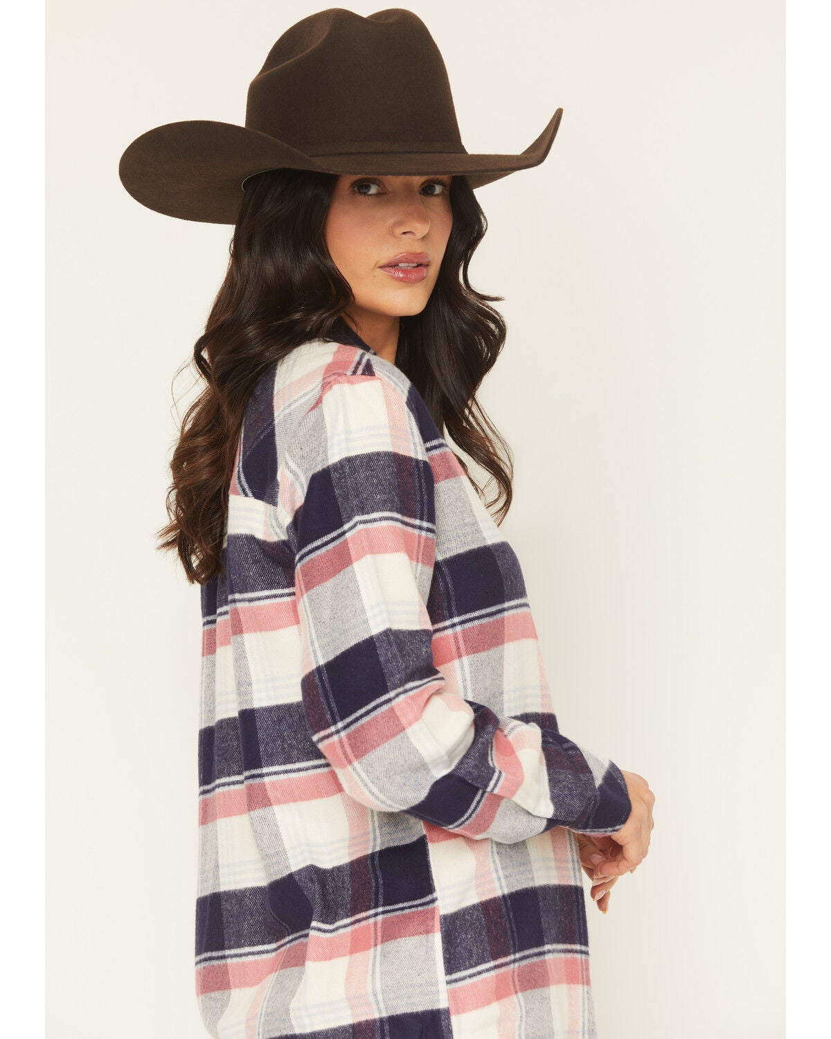 Image #2 - Idyllwind Women's Skip Jack Plaid Print Long Sleeve Snap Flannel Shirt, Indigo, hi-res