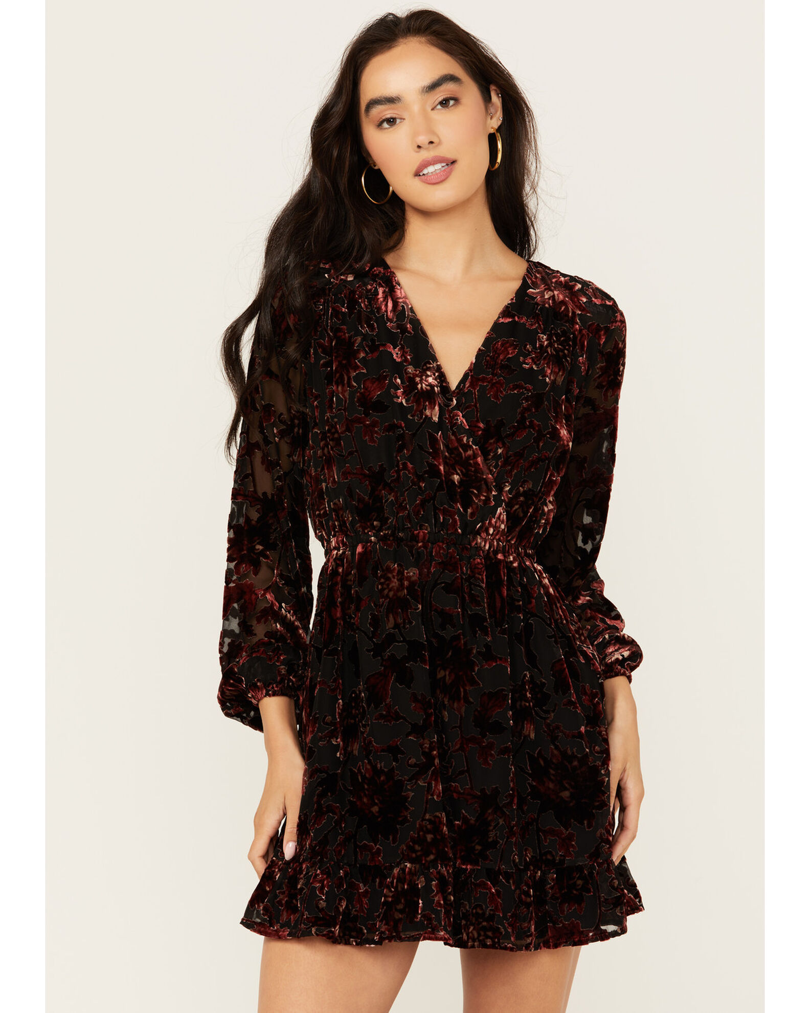 Shyanne Women s Burnout Velvet Peasant Dress Sheplers