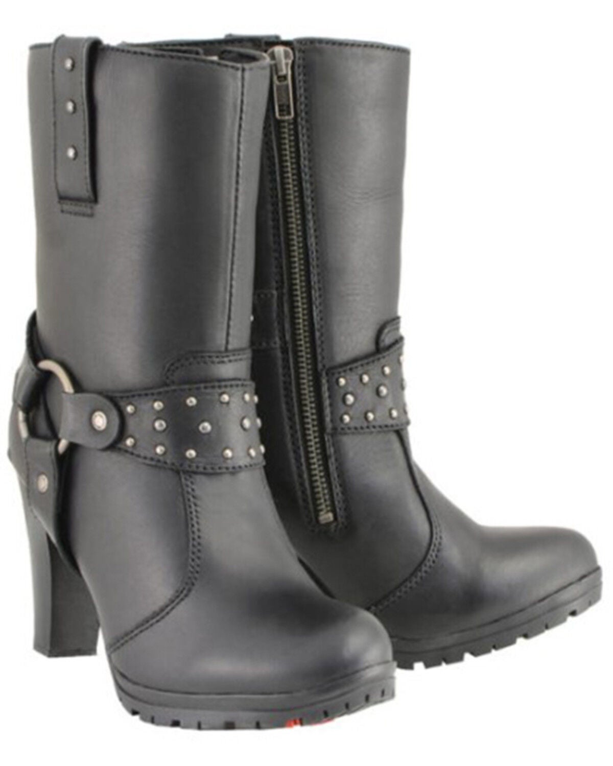 Image #1 - Milwaukee Leather Women's Leather Harness Boots - Round Toe, Black, hi-res