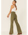 Lee Women's Olive Corduroy High Rise Flare Jeans , Olive, hi-res