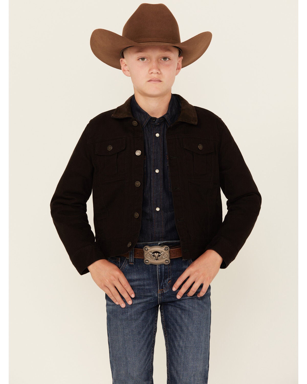 Cody James Boys' Memphis Solid Rancher Jacket, Black, hi-res