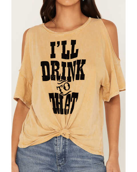 Image #3 - White Crow Women's I'll Drink To That Cold Shoulder Tee, Dark Yellow, hi-res